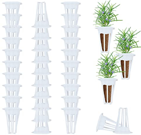 Aooccder Grow Baskets Replacement for idoo Hydroponic Growing System,Seed Pods Baskets for Indoor Herb Garden,Plant Growing Containers fit Square Grow Sponges,50 Pack, White