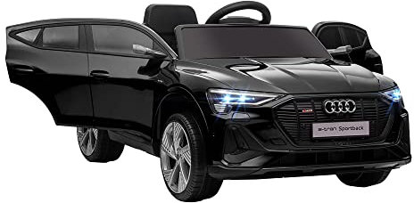 HOMCOM Audi E-tron Licensed 12V Kids Electric Ride on, Electric Car for Kids, with Parental Remote, Music Lights MP3, Suspension Wheels, for 3-5 Years, Black
