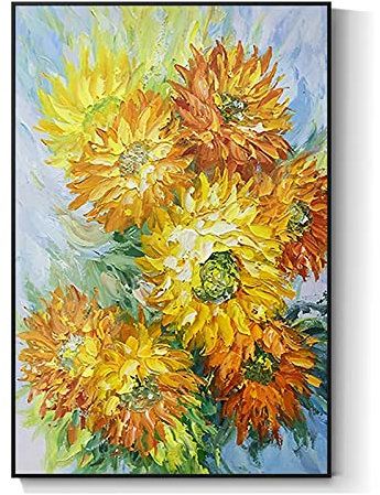 tymhrs Acrylbild,Berg Kleine Blumen Ölgemälde Auf Leinwand Handgemalte Abstrakte Dicke Struktur