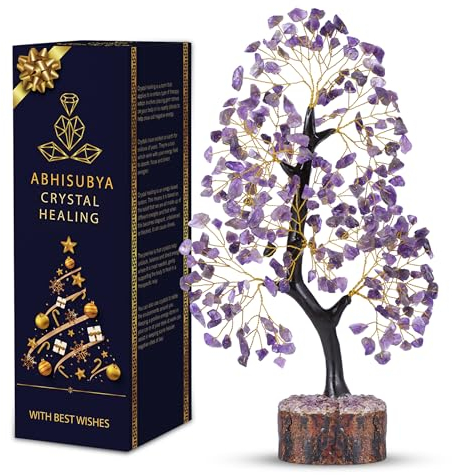 ABHISUBYA Arbre De Vie - Pierre De Guérison - Cristaux Et Pierres Précieuses - Feng Shui - Accessoires De Décoration Intérieure - Cadeaux Bonne Chance (Amethyste)