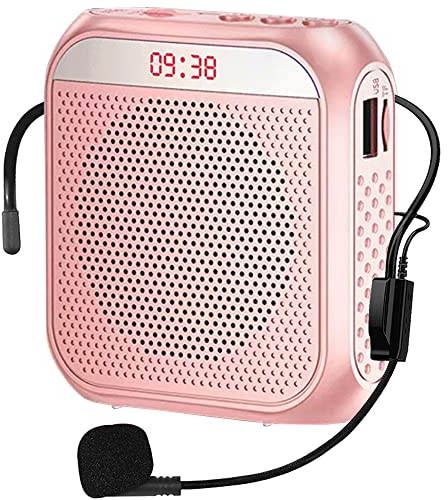 Portable Amplificateur de Voix pour Enseignants, 2200mAh Rechargeable Amplificateur de Son Système PA Micro Haut Parleur pour Enseignants,Réunion,Guide Touristique,Yoga,Salle de Classe (Rose)