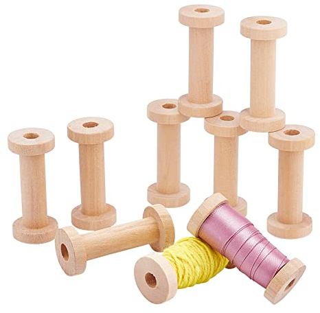PandaHall Lange Holzspulen, 2.75 Zoll / 7cm Leere Spulen Holznäh-Stickgarnspule Drahtwebspulen Für Stick- Und Nähmaschinen Kunsthandwerk Fadenschnurrolle, 10 Stück