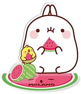ABYSTYLE Molang Watermelon Acryl® Standfigur Modell 10,2 cm hoch mit Molang & Piu Piu Korean Cartoon Desktop Zubehör Merch Geschenk