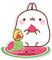ABYSTYLE Molang Watermelon Acryl® Standfigur Modell 10,2 cm hoch mit Molang & Piu Piu Korean Cartoon Desktop Zubehör Merch Geschenk