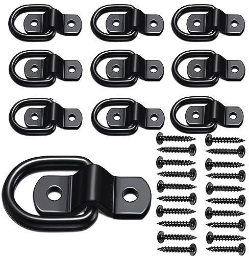 Anelli di ancoraggio resistenti per rimorchio, capacità 544 kg, kit di ganci per montaggio superficiale per SUV, camper, camper, auto, barche, moto, colore nero