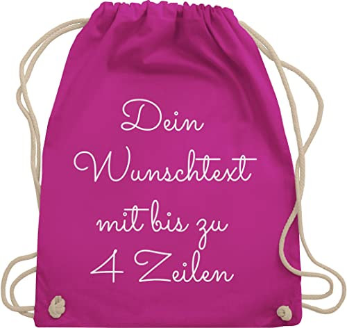 Turnbeutel Rucksack - Aufdruck selbst gestalten - Wunschtext I Geschenk personalisiert - Unisize - Fuchsia - stoffbeutel kindergarten beutel wechselkleidung personalisierte bedrucken sportbeutel