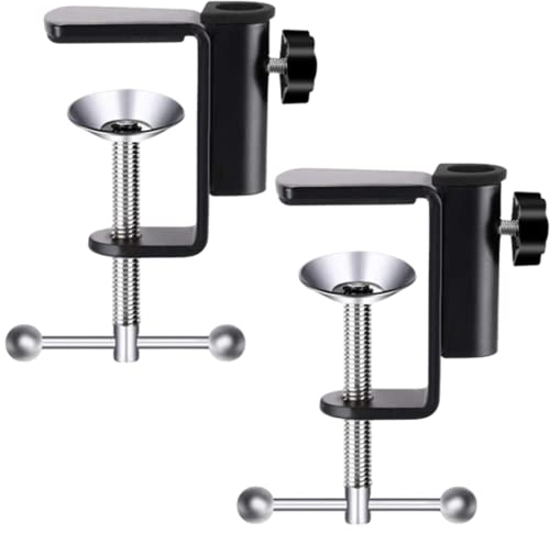 2 Pack Desk Clamp Metal Table Mounting Clamp for Microphone Arm Stand Table C Clamp Desk Table Mount Clamp for Monitor Mount Stands Workstation
