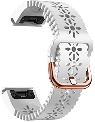 YOOSIDE Spitze Silikon Armband für Garmin Fenix 8 43mm / epix Pro 42mm / Instinct 2S, Ausgehöhlt Leicht Sportuhrband Wasserdicht Ersatzband Uhrenarmbänder für Fenix 7S/ 6S/ 5S (weiß)