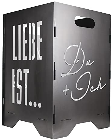 EXTRAVAGANT® Feuertonne Feuerstelle Feuerkorb Feuersäule für den Garten Terrasse Stahl Rostoptik Unikat Edelrost Geschenk Liebe