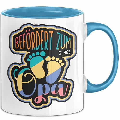 Beförderung zum Opa 2026 Tasse Geschenkidee zur Schwangerschaftsankündigung (Schwarz)