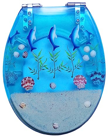 Buhelyc Wc Brille mit Absenkautomatik, Abnehmbarer Toilettendeckel, Langsam SchließEnd, mit Bezug, Einfach Zu Montieren, 3D-PersöNlichkeitsmuster, Toilettensitz, Ocean Series(Color:A)