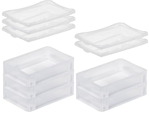 PROREGAL SuperSparSet 5x Transparenter Eurobehälter BasicLine mit geschlossenem Griff & Klickdeckel | HxBxT 7x20x30cm | 2,9 Liter | Eurobox Transportbox Transportbehälter Stapelbehälter