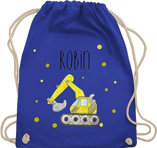 Turnbeutel Rucksack - Bagger Baumaschine Baufahrzeug Bagger-Fan Baustellenfahrzeug - Unisize - Royalblau - kindergarten-rucksack sportbeutel kita baggerfahrer baustellenfahrzeuge beutel