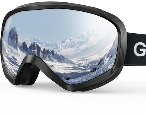 GlaRid OTG Ski Goggles, 100% UV Protection Anti Fog Ski/Snowboard Goggles for Men, Women & Youth, with Ski Goggles Case, Black