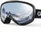 GlaRid OTG Ski Goggles, 100% UV Protection Anti Fog Ski/Snowboard Goggles for Men, Women & Youth, with Ski Goggles Case, Black