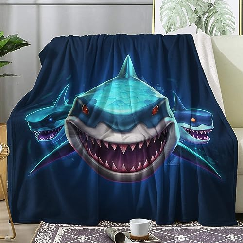 ECOTOS Kuscheldecke Flauschig Hai, Decke Wolldecke 150x200 Fantasie, Flanell Sofadecke Blanket XL, Fleecedecke Wohndecke Schlafdecke Winter Warm Weich, Deko Decken für Couch Bed