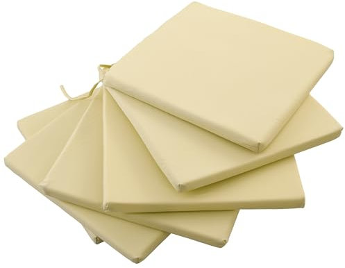 Outsunny Set di 6 cuscini per sedia da giardino, cuscino per sedia da esterno, imbottitura, 3 cm, tessuto poliestere dim. 42L x 42L cm Beige