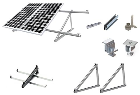 OST WEST Balkonkraftwerk Halterung Aufständerung PV Modul Dach Solar Flachdach 10-40° (Komplettset 4 Panele)