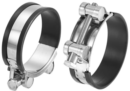 sourcing map T-Bolt Hose Clamp, 2Pcs 74-79mm Adjustable Stainless Steel Rubber Cushioned Intake Intercooler Pipe Clamps Hose Clip for Industrial