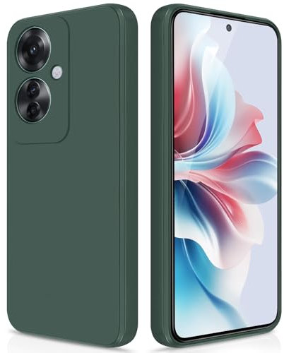 GiiYoon Coque pour Oppo Reno 11 F 5G / Oppo Reno 11F 5G Case en Silicone, Etui de Protection Antichoc Etui Housse Silicone Ultra-Mince avec Couche Intérieure en Fibre et Protection pour Caméra, Vert