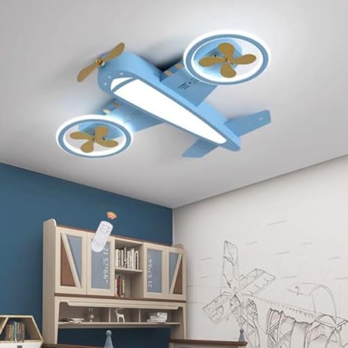 LED Deckenleuchte Flugzeug Deckenlampe Kreativ Kinderzimmer Lampe Dimmbar Mit Fernbedienung Metall Acryl Jungen Mädchen Zimmer Babyzimmer Schlafzimmer Leuchte Esszimmer Wohnzimmer Kronleuchter, Blau