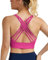 QUEENIEKE Lange Sport-BHs mit Trägern für Damen – drahtloser Criss Cross Workout Yoga BH, Hot Pink 77889b, X-Large