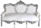 Sofa Antik Weiss Silber Couch Kunstleder Sofa Barockstil 174cm bar118 Palazzo Exklusiv