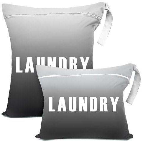 Groß Wäschesack Reise Kleiner Wäschesack Wasserdicht Wetbag Wäschebeutel Mit Griffen, Nasstasche Schmutzwäschebeutel für Fitnessbekleidung, Nasse Kleidung (Schwarz Grau)