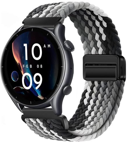 Issinlky Bracelet tressé nylon pour Amazfit GTR 47mm/GTR 2/GTR 2e/GTR 3/GTR 3 Pro/GTR 4/GTR 4 Pro/Stratos 3/Stratos 2, Bracelet élastique 22mm pour Xiaomi Watch S1/S1 Active/Xiaomi Mi/Watch S3/Watch 2