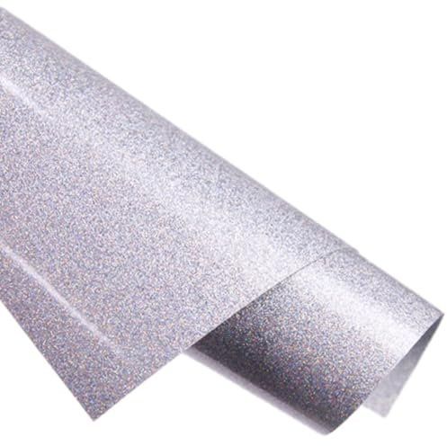 Creatorally Heat Transfer Vinyl 30.5cm x 1.52m, Glitter HTV Iron On Vinyl for T-Shirt Clothing and Other Fabrics Compatible with Heat Press Machine and Craft Cutter Machine (Glitter Silver)