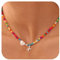 TINGN Boho Kette, Bunte Perlenkette, Silber Kette Damen, Choker Kette Damen, Kette mit X Buchstaben, Halskette Damen, Statement Kette, Geschenke für Frauen Geschenk Frauen Geburtstag