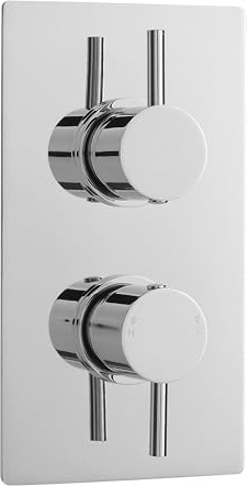 Balterley Concealed Thermostatic Shower Valve, Round Lever Handles with Rectangular Plate Bathroom Shower Valve, Dual Control 1 Outlet Valves for Showers - 120 x 135 x 215mm (Chrome)