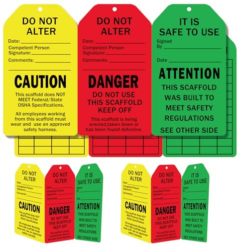 25 Set Danger Caution Attention Sign Scaffold Status Tag Do Not Alter OSHA Safety Inspection Warning Sign Tag Card for Out of Service, Equipment Repair