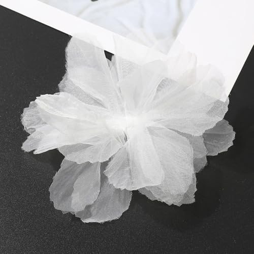 Anevous 20 Stück Organza Blume Patches, Blumen Flicken zum Aufnähen, Blume Applique Applikationen, Dekorative Aufnähe für Kleidung DIY Nähen Handwerk Jeans, Jacken, Handtaschen, Schuhe Zubehör,Weiß