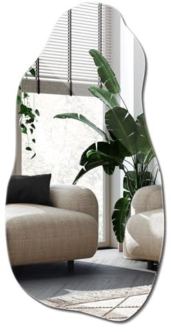 Stylischer Wandspiegel 45x90 cm Organische Form Badezimmer Schlafzimmer Wohnzimmer Flur Asymmetrisches Modernes Design Boho Loft Einzigartige Form Wohnkultur