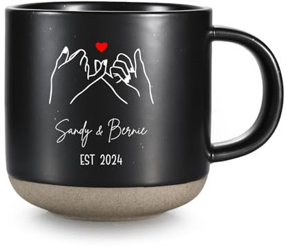 Wamantic Tasse Personnalisée en Céramique avec Nom et Texte - Cadeau Couple, Mug Personnalisé Saint Valentin, Anniversaire, Noël pour Homme et Femme (Noir 01)