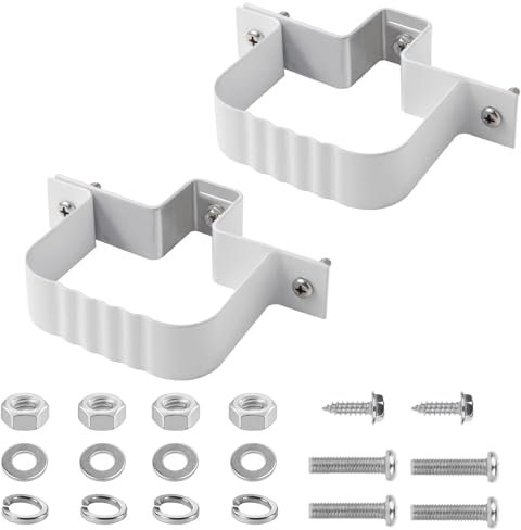 VYH Fallrohrgurte 7,6 x 10,2 cm und Fallrohr-Wandhalterung, 2 Stück, Fallrohrbefestigungen (weiß, 2 Stück)