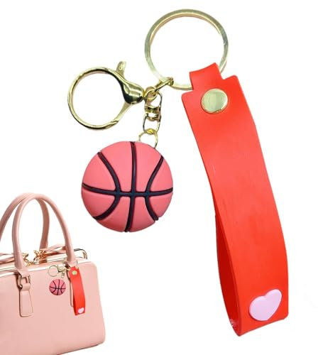 Generisch Ballschlüsselkette, Fußballschlüsselkette,3D -Silikon -Basketball - Fans Taschen Charme, Sportparty -Gefälligkeiten, Sportfan -Schlüsselringe für Mädchen Männer Frauen Sportliebhaber