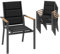 Devoko Gartenstuhl Set 6, Stapelbare Aluminium Esszimmerstühle, Maximale Belastung 160kg, Balkonstühle, Für Garten, Pool, Terrasse, Esszimmer, Gartenmöbel, Dunkelgrau & Holz