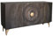 Riess Ambiente Sideboard GOLDEN Sunset - 140cm - schwarz Gold - Mangoholz Metallbeine - mit 3D Schnitzereien Handmade