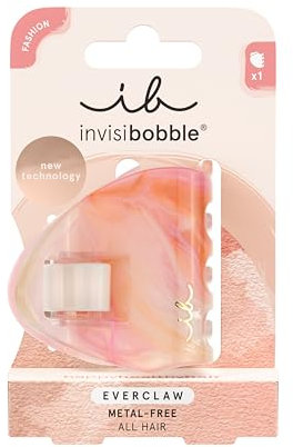 invisibobble EVERCLAW M Pink Blossom (1 Stück) – Haarklammer Damen & Mädchen in Rosa – Groß, haarschonend & metallfrei – Recycelbare Haarspange für dickes Haar – Stylisch & nachhaltig Marmor-Look