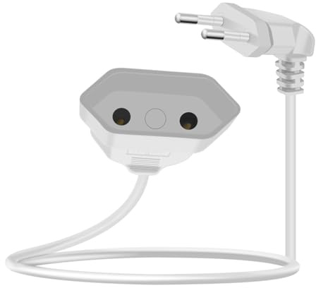 YINGAYOU Cable Alargador Europeo 90 Grados 2,5A 250V 625W Cable Extensión Enchufe Europeo 2x0.75 mm² para Electrodomésticos, Computadoras, Televisores, Lámparas (Blanco, 2 m)