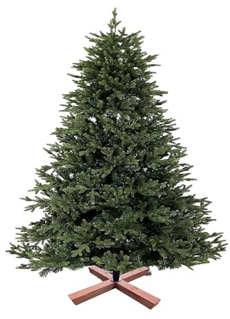 Relaxdays künstlicher Weihnachtsbaum, 120 cm, Spritzguss & PVC Nadeln, Holzständer, Tasche, Tannenbaum naturgetreu, grün