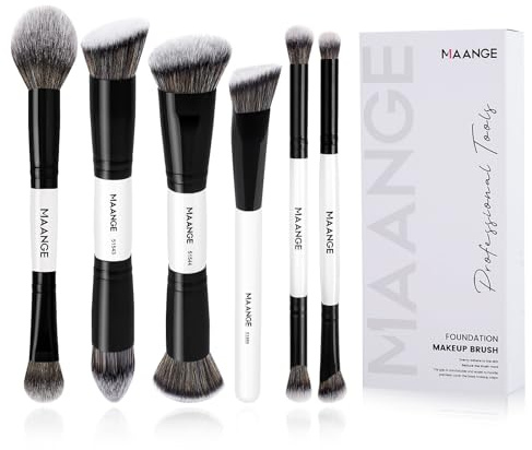 MAANGE 6-teilig Make up Pinsel Set 11-in-6 Duo-End Make up Pinsel mit Foundation-, Blush-, Concealer-,Puderp- & Lidschatten Pinsel