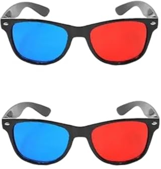 2 occhiali 3D universali rossi e blu per TV cinematografici, 3D, occhiali 3D, per videogiochi, per film 3D, occhiali 3D, design semplice e leggero, accessori per occhiali 3D