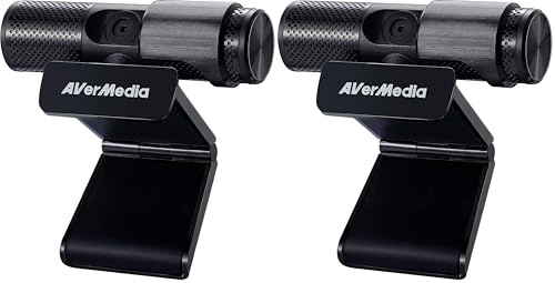 AVerMedia Live Streamer Webcam PW313, Sichtschutzverschluss, FHD 1080p-Videoanruf und -Aufnahme, Plug-and-Play, Zwei Mikrofone, Stream, Game, Klein, Agil, 360-Grad-Schwenkdesign (Packung mit 2)