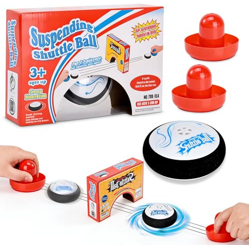 Air Hockey Hover Puck, Portables Air Hockey Set mit 2 Roten Schlägern, Electric Floating Hockey, Airhockey Tisch Spiel für Kinder und Erwachsene, Tischspiel Geschenk für Innen und Außen
