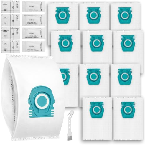 Confezione da 12 sacchetti per aspirapolvere compatibili con Miele Guard L1 S1 M1 Series, ricambio per sacchetti HyClean Air TU/CO (include 4 filtri di scarico e 4 filtri motore)
