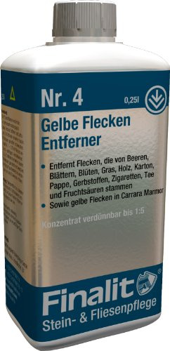 Finalit Nr. 4 Gelbe Flecken Entferner (sauer) |1x 250 ml| Effektive Beseitigung von Flecken von Holz, Blätter, Gras, Beeren, Karton uvm. | Für alle Natur- und Kunststeine geeignet