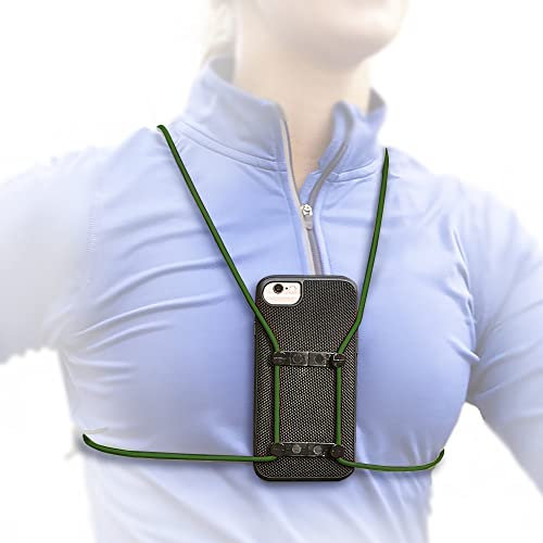 Rooster Wrap Forest Green - Universal Cell Phone Chest Mount - Retractable Holder - Body Lanyard